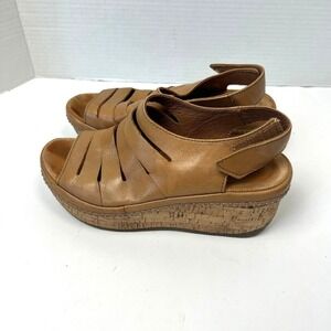 Bussola Formentera Toffee Leather Wedge Sandals Women's EU 38 US 7.5